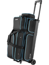 VEVOR Bowling Ball Bag, 3 Ball Double Roller Bowling Bag with Wheels, Featuring a Separate Compartment for Shoes (Up To US Size 16) & Oversized Accessory Pocket, Retractable Handle Extends to 41.34 in