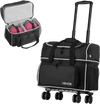 VEVOR Bowling Ball Bag, 2 Ball Four Roller Bowling Bag with Wheels, Featuring a Separate Compartment for Shoes (Up To US Size 16) & Oversized Accessory Pocket, Retractable Handle Extends to 37.4 in