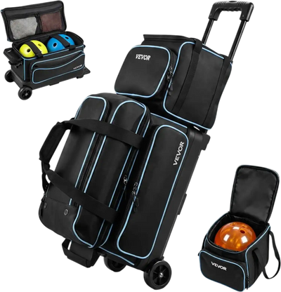 Vevor Bowling Bag 3 Ball Double Roller with Separate Shoe Compartment New