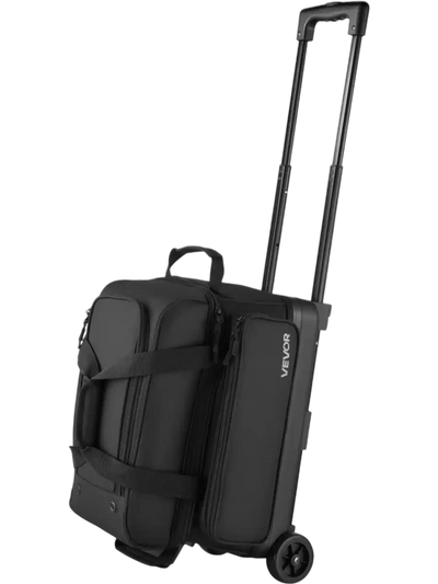 Vevor Bowling Ball Bag 2-Ball Double Roller with Wheels and Shoe Compartment New