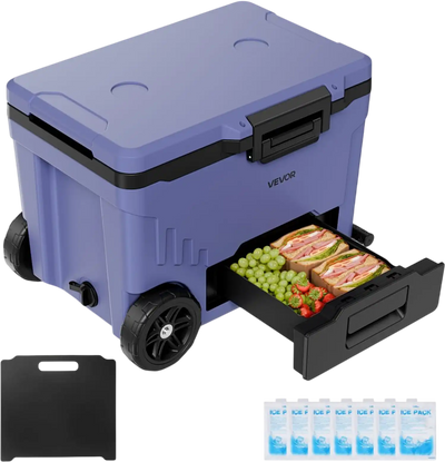 Vevor Cooler 45 QT Portable Rolling Hard Cooler with Wheels New