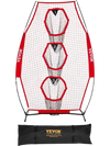 VEVOR 8 x 4 inch Football Trainer Throwing Net, Training Throwing Target Practice Net with 5 Target Pockets, Knotless Net Includes Straps and Portable Carry Case, Improve QB Throwing Accuracy, Red