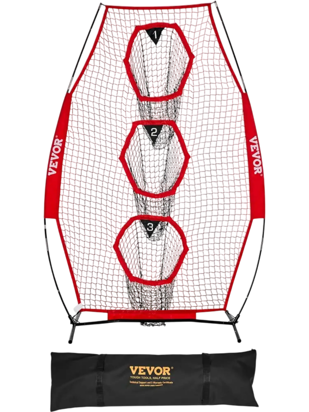 VEVOR 8 x 4 inch Football Trainer Throwing Net, Training Throwing Target Practice Net with 5 Target Pockets, Knotless Net Includes Straps and Portable Carry Case, Improve QB Throwing Accuracy, Red