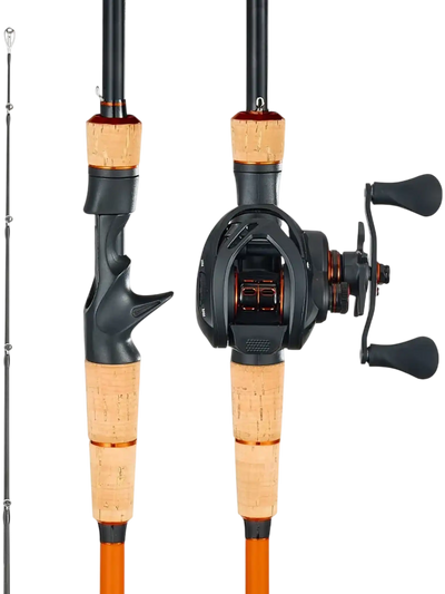 VEVOR Rod and Fishing Reel Combo, IM7 Carbon Fiber Baitcasting Rod and Reel Combo, Bass Fishing Pole with 7+1 BB System, 7.0:1 Gear Ratio, Cork Handle, Stainless Steel Guides with Ceramic Rings