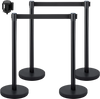 VEVOR Crowd Control Stanchion, Set of 4 Pieces Stanchion Set, Stanchion Set with 6.6 ft/2 m Black Retractable Belt, Black Crowd Control Barrier with Concrete and Metal Base – Easy Connect Assembly