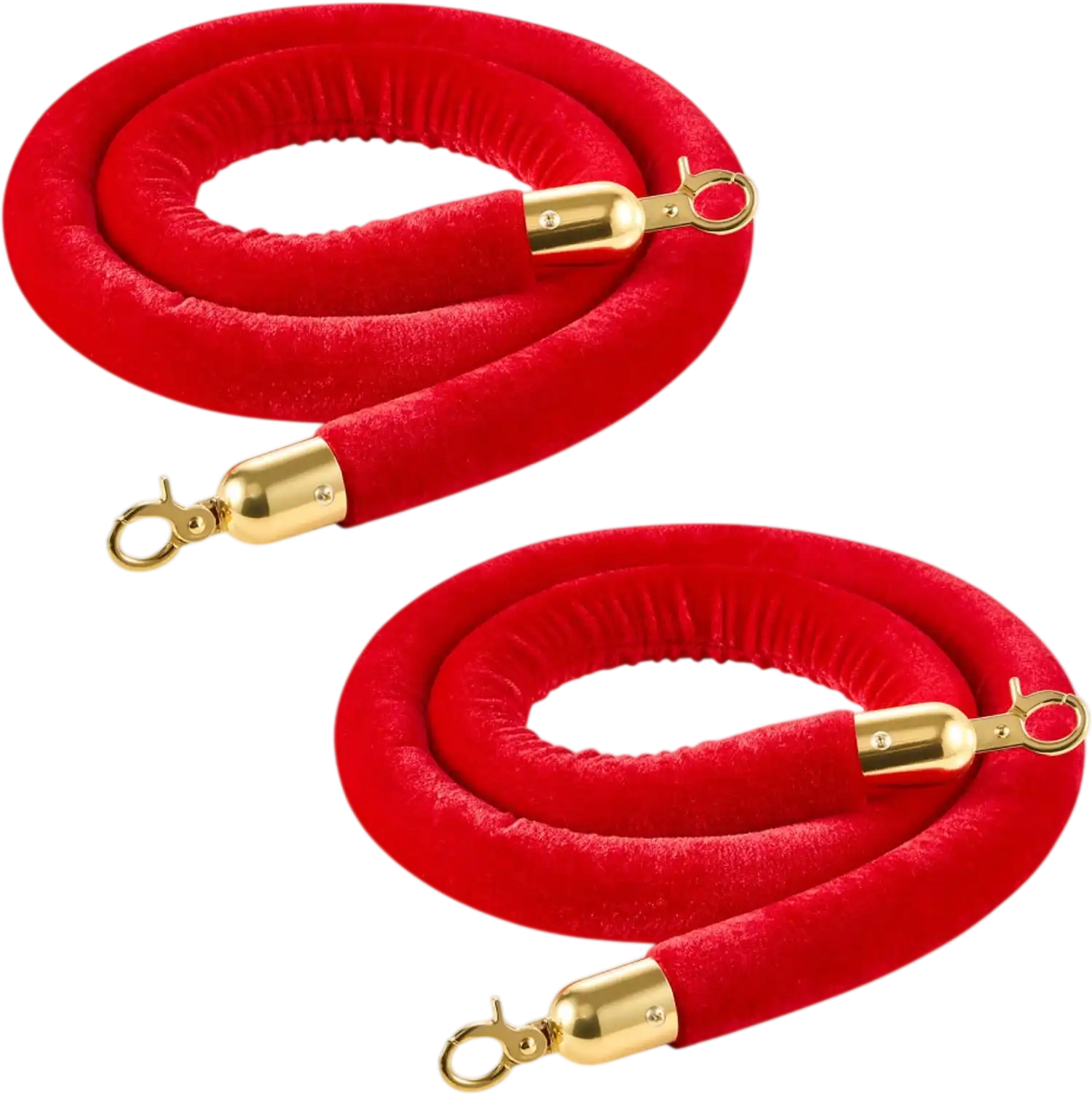 Vevor Stanchion Ropes Red Velvet 2-Pc 5' Crowd Control Barrier with Gold Hooks New