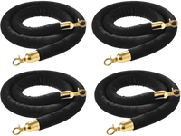 VEVOR 4 Pcs Black Velvet Stanchion Ropes, 5 ft Crowd Control Stanchion Black Velvet Ropes with Gold Hooks, Post Queue Barrier Carpet Rope for Carpet Events Movie Theaters Grand Openings Hotels Party