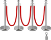 VEVOR Crowd Control Stanchion, Set of 4 Pieces Silver Stanchion Set, Stanchion Set with 5 ft/1.5 m Red Velvet Rope, Crowd Control Barrier