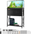 VEVOR Aquarium Stand, 20 Gallon Fish Tank Stand, 25.6 x 16.5 x 31.9 in Steel and MDF Turtle Tank Stand, 167.6 lbs Load Capacity, Reptile Tank Stand with Storage Cabinet and Embedded Power Panel, Black