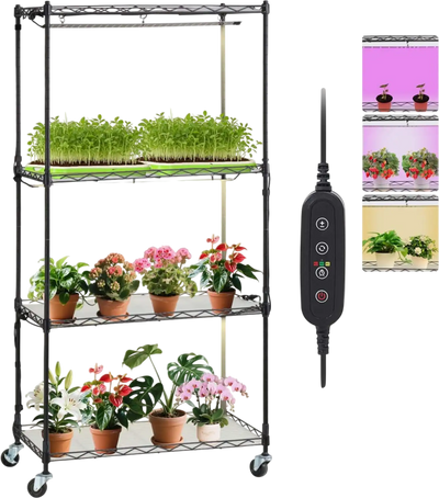 Vevor Plant Stand 4-Tier Grow Light Shelf 23.6 x 13.8 x 49.8