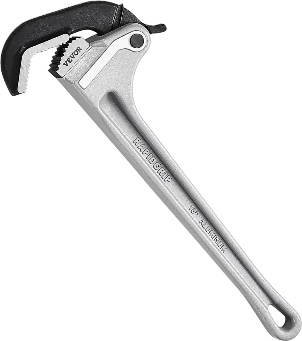 VEVOR Pipe Wrench, 18" Aluminum Straight Pipe Wrench, Automatic Jaw Adjustment, Adjustable Plumbing Wrench, Easy to Carry, Ergonomic Handle, Hangable Design, for Water Pipes, Automotive Repairs