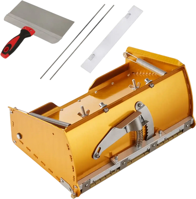 VEVOR Drywall Flat Box, 10-Inch Wide Quick Clean, Aluminum Finishing Mud Box for Plasterboard, Wallboard, Sheetrock, Bonus Mudguard, Extra 2 Stainless Steel Blades (10/12-Inch)