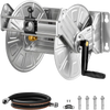 VEVOR Wall Mounted Garden Hose Reel, Holds 150 ft 5/8-inch Water Hose Winder, Heavy-Duty Stainless Steel, Outdoor Manual Reel with Brass Fitting & Hose Guide, Space Saving, for Yard Lawn Garage