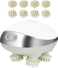 VEVOR Electric Scalp Massager with Heat, Rechargeable Heated Head Massager, IPX7 Waterproof | Portable Kneading Scalp Scratcher with 8 Removable Massage Head for Hair Growth, Deep Clean, Stress Relax