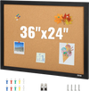VEVOR Cork Board, 36x24 inches Bulletin Board with MDF Sticker Frame, Vision Board Includes 10 Pushpins, for Display and Decoration in Office Home and School
