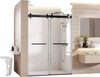 VEVOR Frameless Shower Door, 48" W x 76" H, Shower Sliding Glass Door with 3/8" (10 mm) Thick Clear Tempered Glass, Noiseless Shatterproof Nano Coating, with Rail, Seal Strip and Hardware Kit