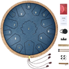VEVOR Steel Tongue Drum, 14 in & 15 Notes, Rain Drum for Outside Garden, C Major Key, Tank Drum with 2 Mallets & Carry Bag, Hand Pan Drum Percussion Instrument for Musical Education Yoga, Navy Blue