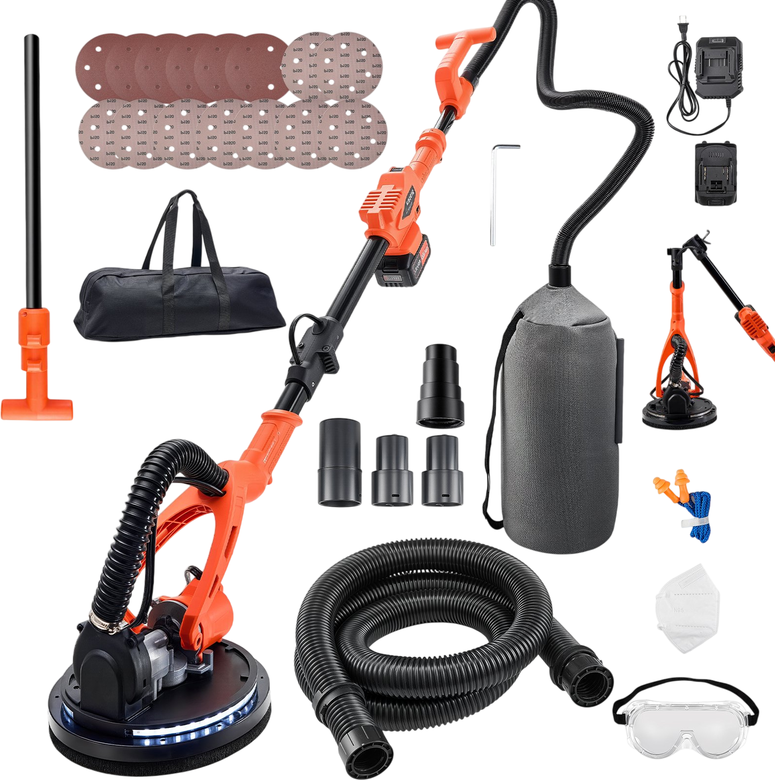 Vevor Drywall Sander 0-1600 RPM 450W Cordless with Vacuum Dust Collection New