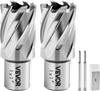 VEVOR Annular Cutter Set, 4 pcs Weldon Shank Mag Drill Bits Kit, 1" Cutting Depth, 1" Cutting Diameter, HSS, 2 Drill Bits with 2 Pilot Pins and Plastic Cases, for Magnetic Drills, Steel, Aluminum