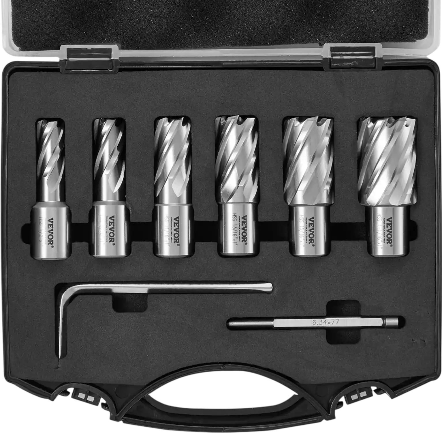 Vevor Annular Cutter Set Mag Drill Bits with Weldon Shank 6-Pc 1