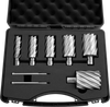 VEVOR Annular Cutter Set, 8 pcs Weldon Shank Mag Drill Bits Kit, 2" Cutting Depth, 7/8" to 2" Cutting Diameter, HSS, 6 Drill Bits with 2 Pilot Pins, Plastic Case, for Magnetic Drills, Steel, Aluminum
