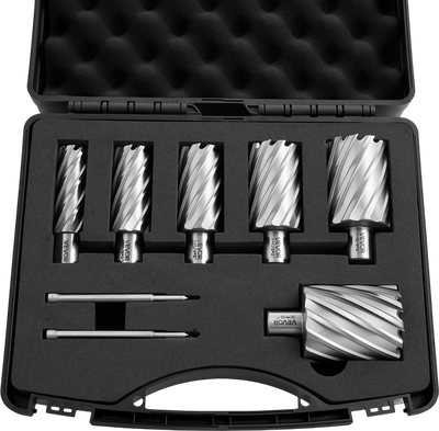 Vevor Annular Cutter Set 8-Piece Weldon Shank Mag Drill Bits 7/8 to 2 in. Cut Diameter HSS New