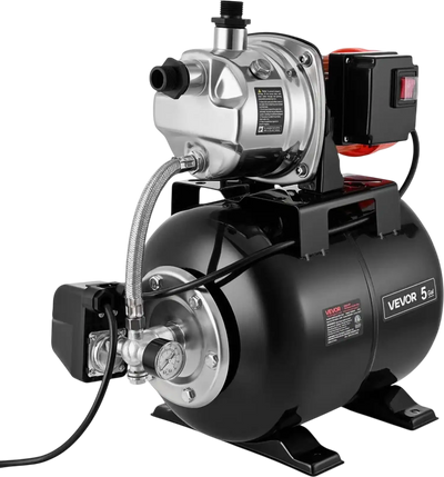 Vevor Shallow Well Pump 1 HP 1000 GPH Stainless Steel with 5 gal Tank New