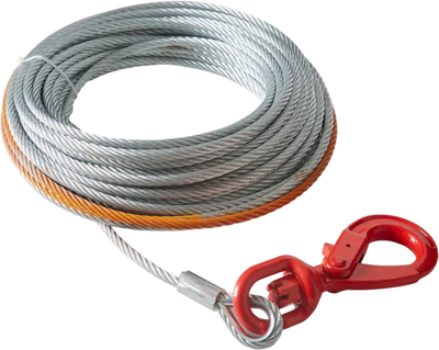 VEVOR Galvanized Steel Winch Cable, 3/8 Inch x 100 Feet 15,200 lbs Breaking Strength, Wire Winch Rope with Swivel Hook, Towing Cable Heavy Duty, Universal Fit for SUV, Large Off-Road Vehicle, Truck