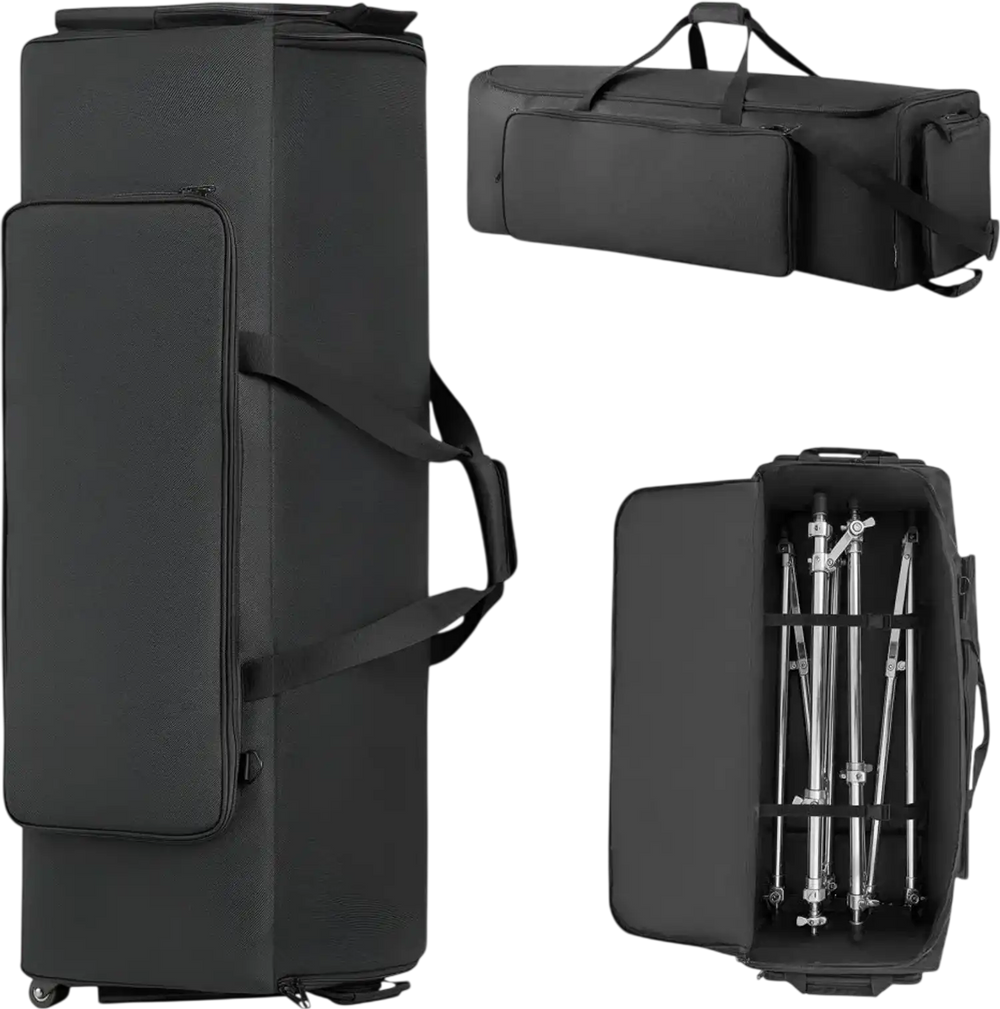 VEVOR Drum Hardware Bag with Wheels, 1680D, Drum Set Equipment Carry Bag, Carrying Case with Sturdy Handle, Durable Zipper, Smooth PVC Wheels, Multiple Pockets, for Hardware and Stand Accessory, Black