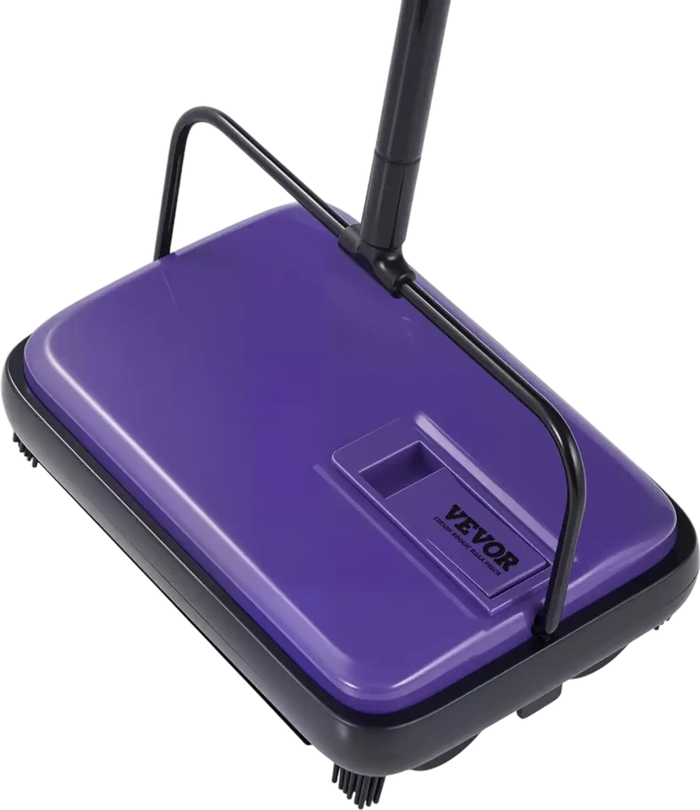 VEVOR Carpet Sweeper Manual, Floor Sweeper with 300 ml Dustbin Capacity Easy to Empty, 6.7 inch Cleaning Width for Home Office Carpets Pet Hair Dust, Purple