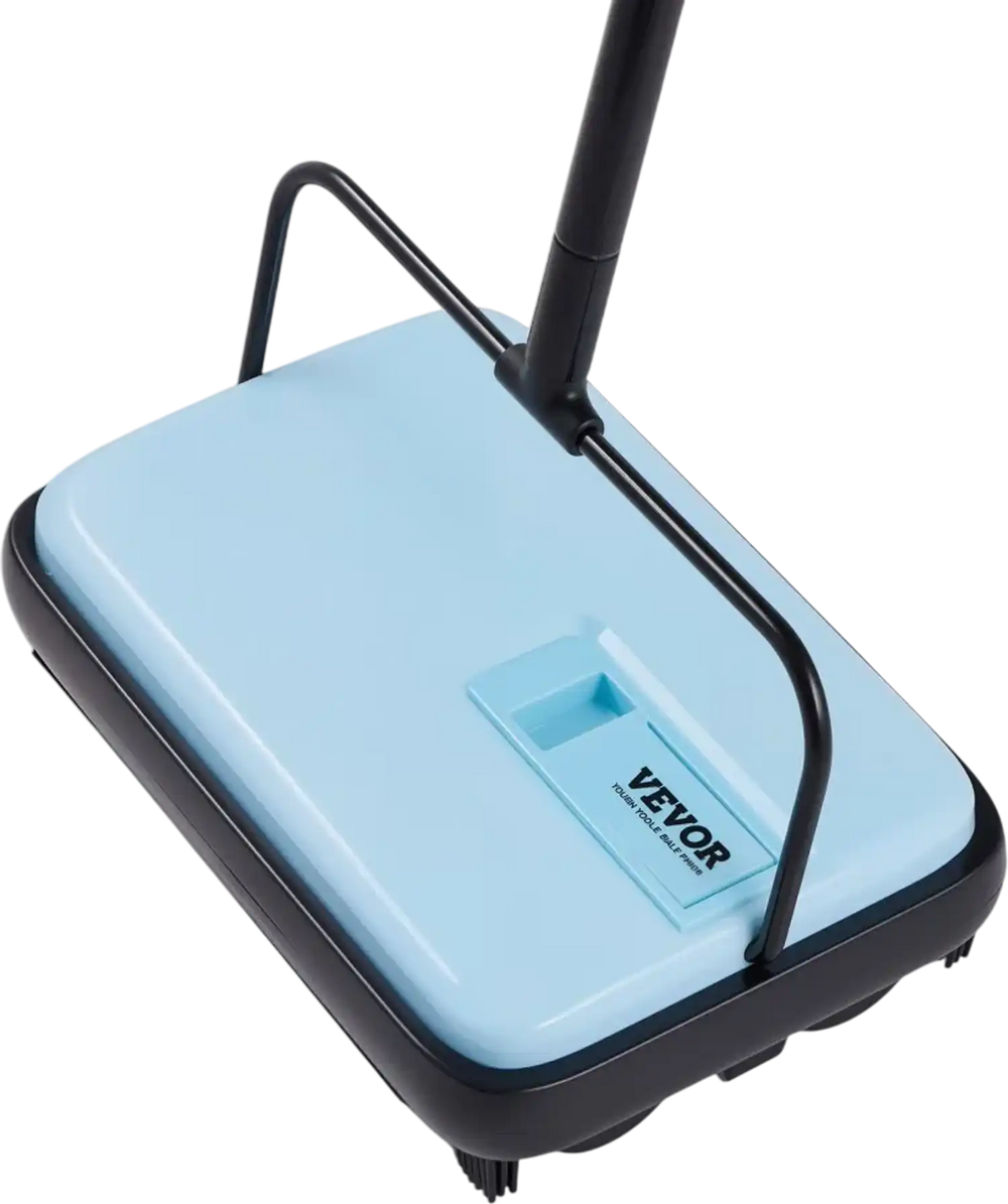 VEVOR Carpet Sweeper Manual, Floor Sweeper with 300 ml Dustbin Capacity Easy to Empty, 6.7 inch Cleaning Width for Home Office Carpets Pet Hair Dust, Blue