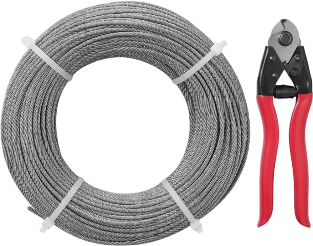 VEVOR T316 Deck Railing Cable, 1/8" Stainless Steel Wire Rope 300 ft with Cutter Kit, 7x7 Strands Construction Marine Aircraft Grade for Handrail Stair Decking Fence Outdoors