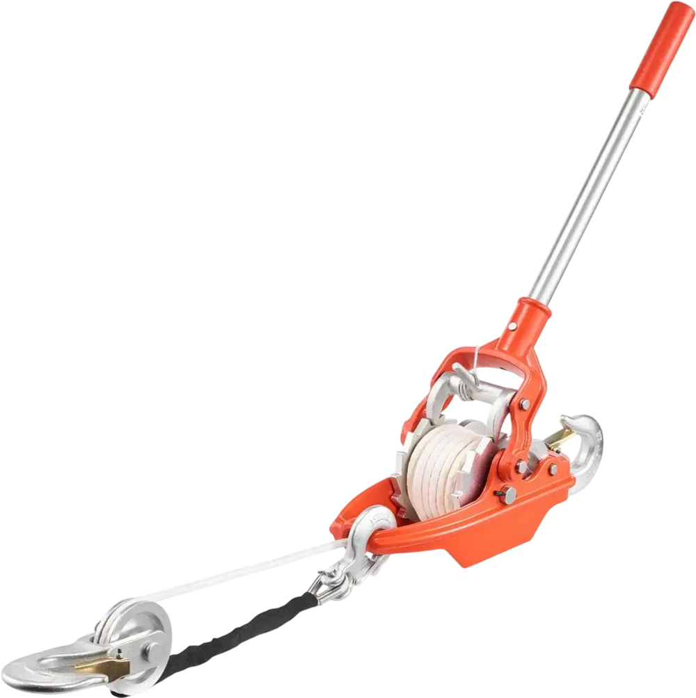 VEVOR Rope Puller, 6614 lbs Pulling Capacity, Heavy Duty Ratchet Power Puller Tool with 35 ft of 0.3 in Diameter Rope & 2 Hooks, Come Along Winch for Tree Felling, Moving Boats, Road Recovery