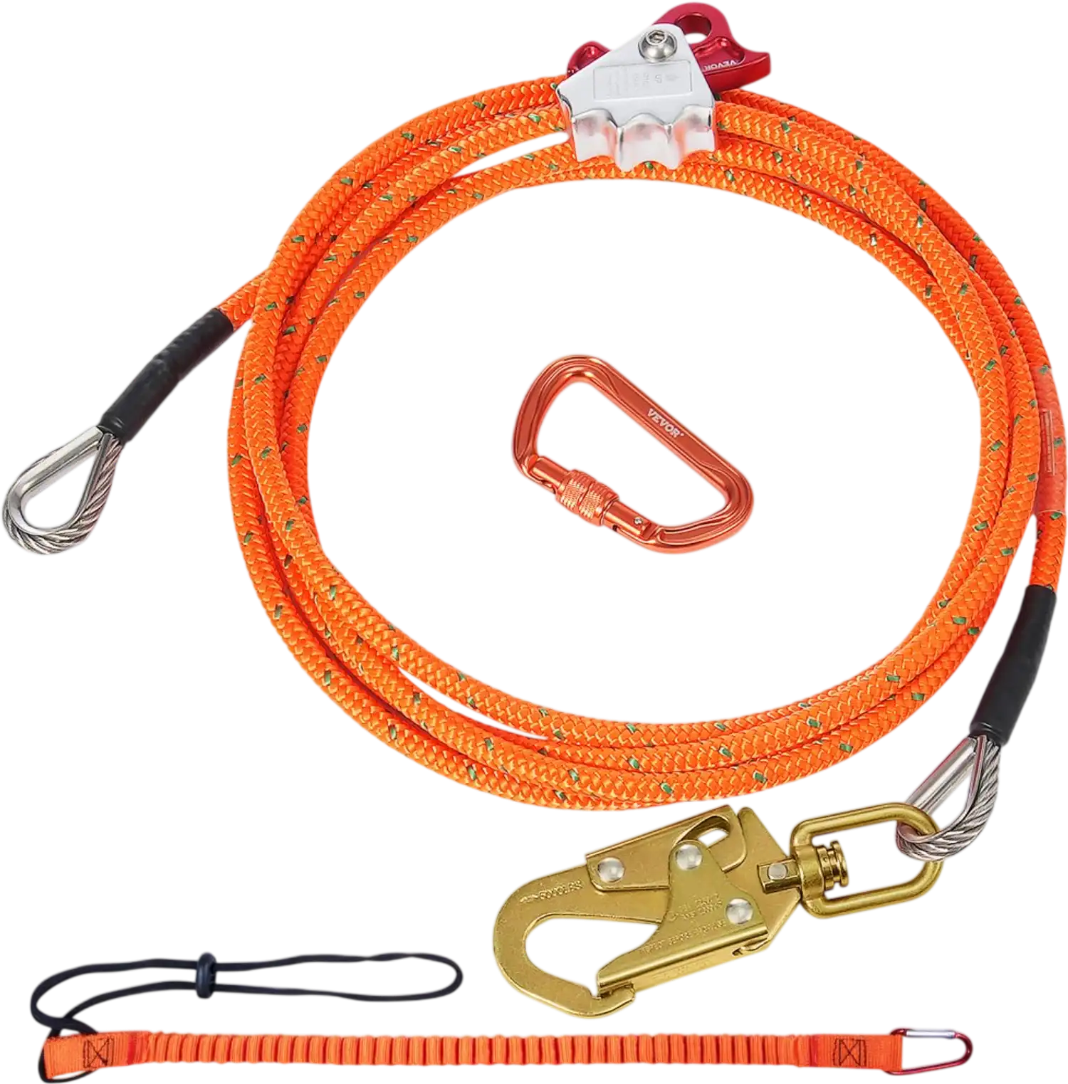 Vevor Wire Rope Steel Core Flipline Arborist Safety Lanyard 16' New