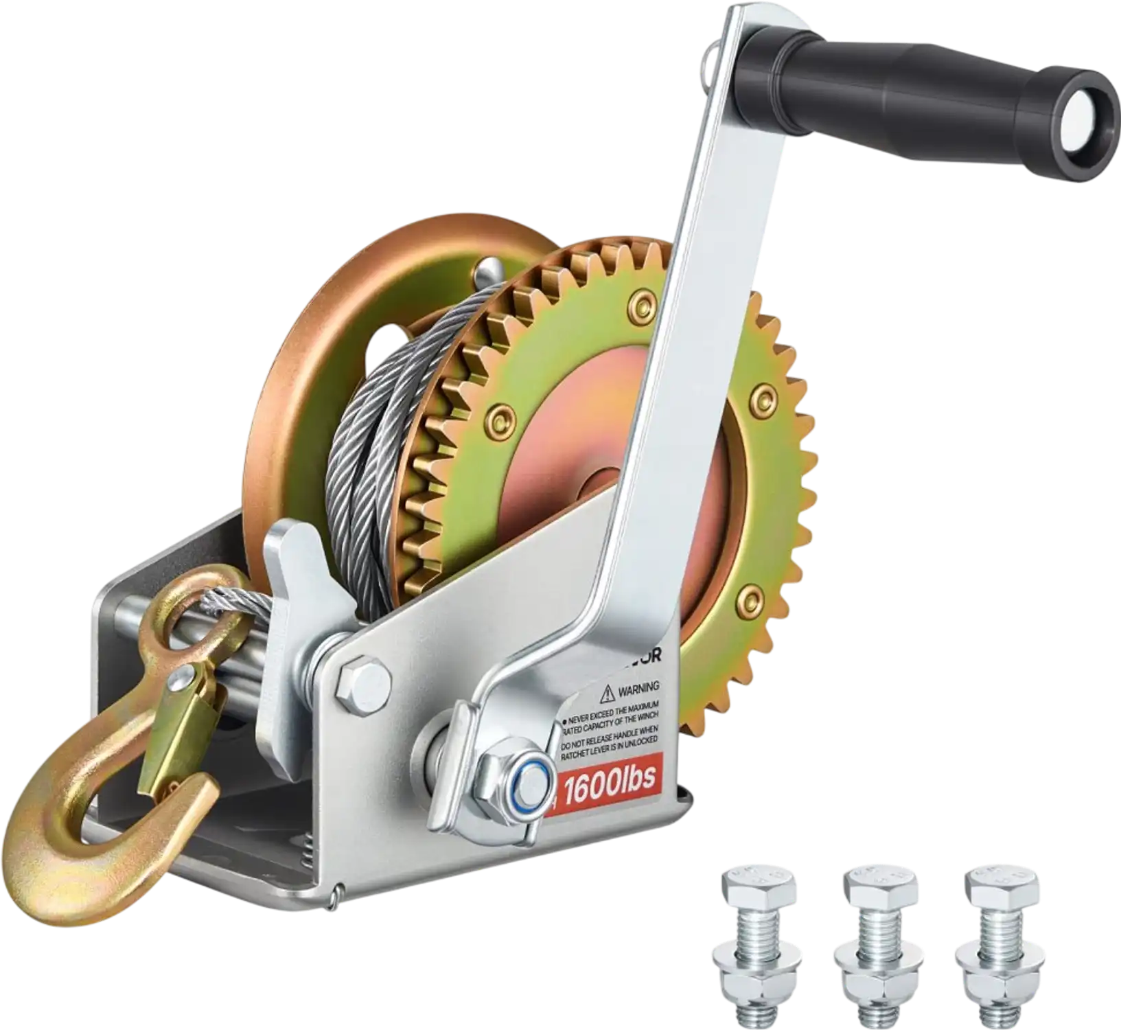 Vevor Hand Winch 1600 lbs Heavy Duty Manual Boat Trailer Winch with Steel Wire New