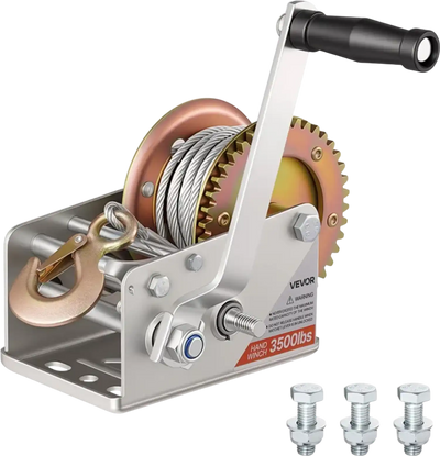 Vevor Hand Winch 3500 lbs Manual Boat Trailer Winch with Steel Wire Rope New