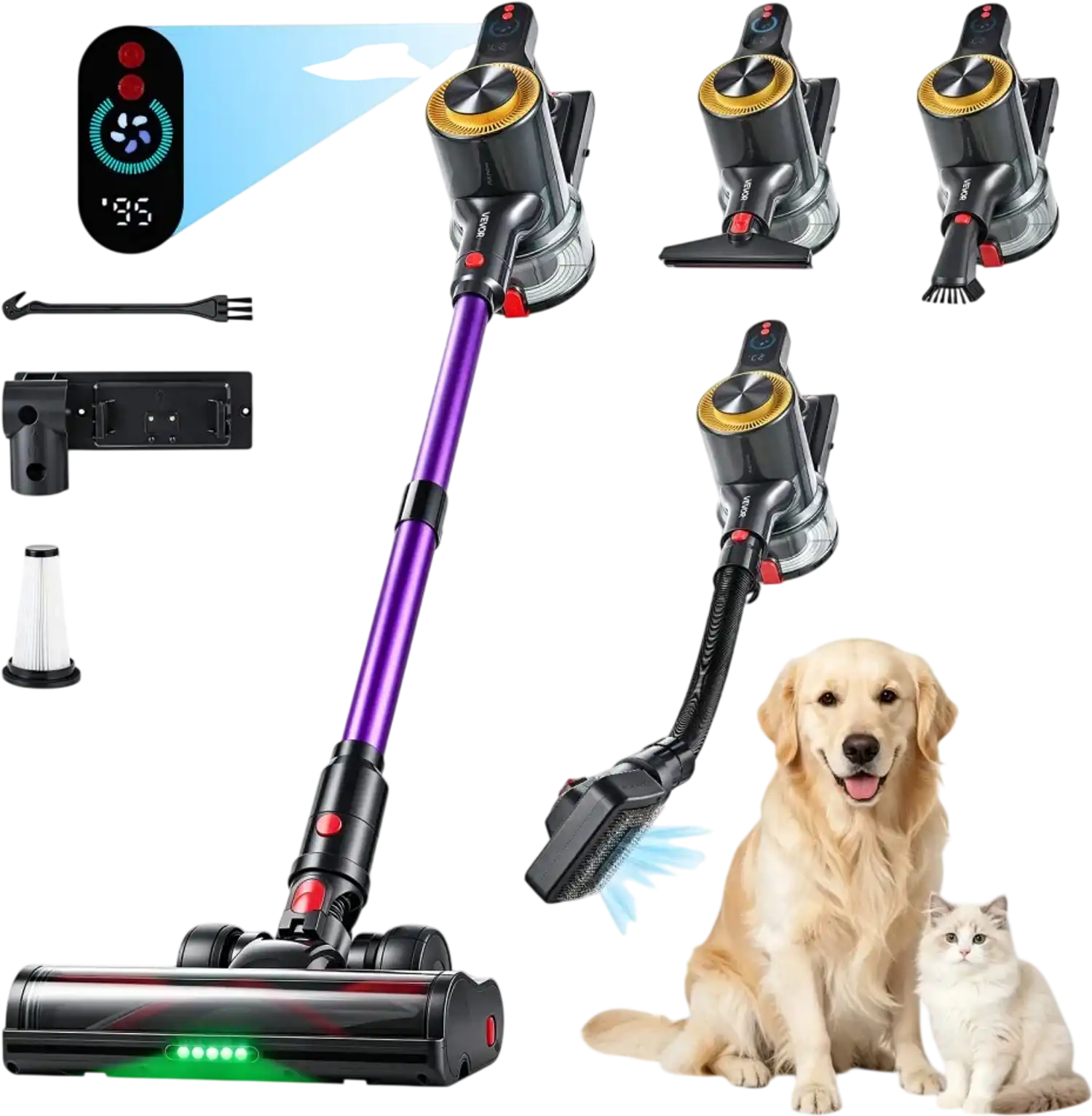 Vevor Stick Vacuum Cleaner Cordless 500W 50kPa Pet Hair Home Cleaner New
