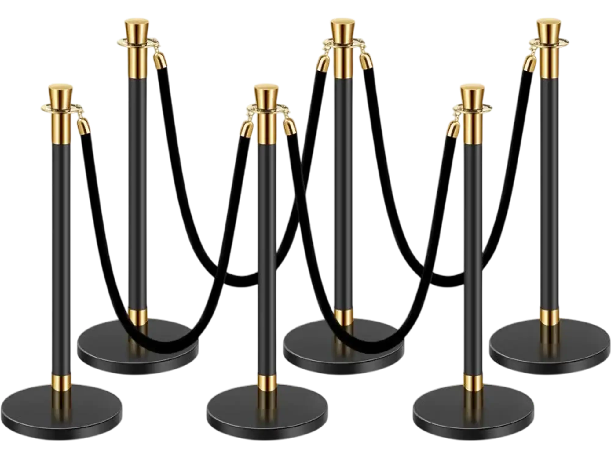 Vevor Stanchion Post Crowd Control Barrier Set with Black Velvet Ropes 6 Pcs New