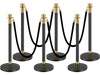 VEVOR Stanchions and Velvet Ropes, 6 Pcs Crowd Control Barriers with 4 Black Velvet Ropes, Stainless Steel Stanchion Post Queue with Sand Injection Hollow Base for Theater, Wedding, Party Supplies