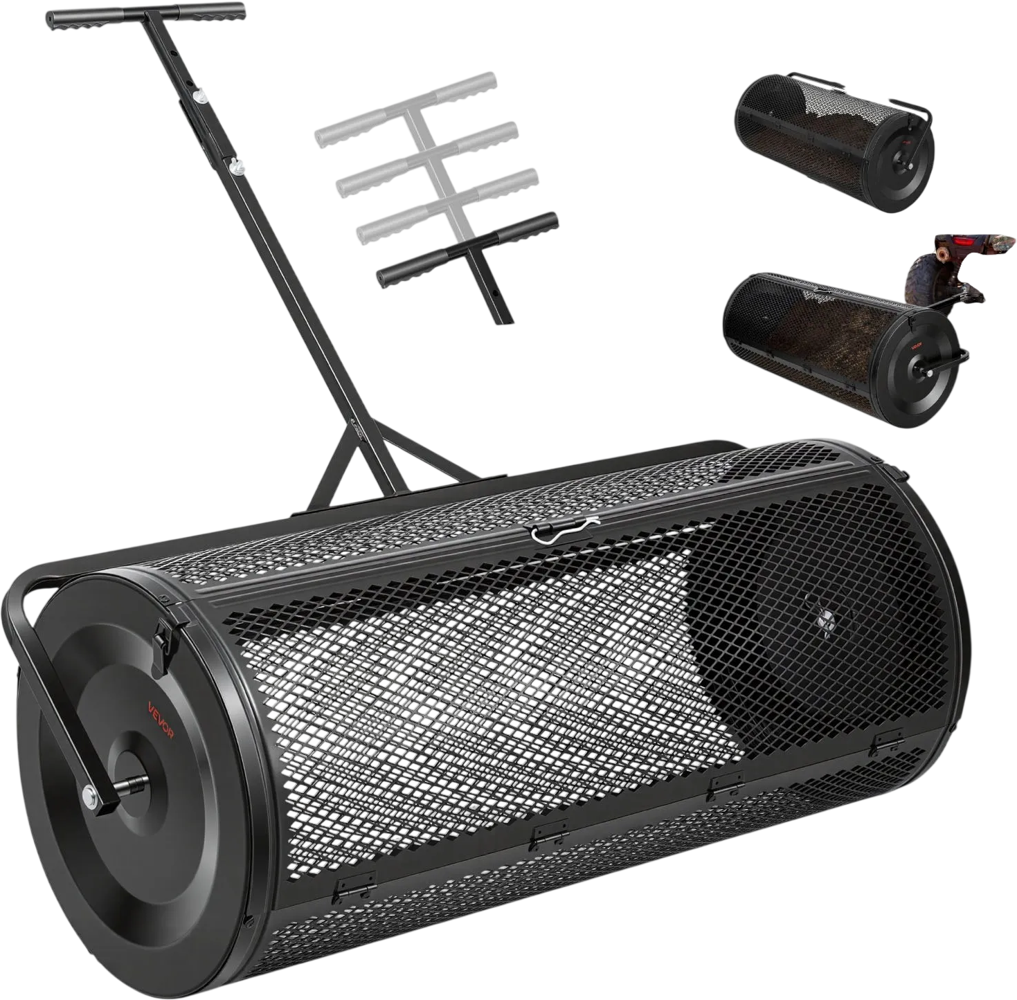 Vevor Compost Spreader 44 in. Wide Roller 7.2 Cu. Ft. with Push/Tow Handle New