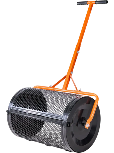 VEVOR Compost Spreader, 24 in Wide Peat Moss Spreader with T Shaped Handle, 3 Heights Adjustable, Powder-Coated Steel Garden Peat Moss Roller, Heavy Duty Grass Seed Spreaders for Planting Seeding