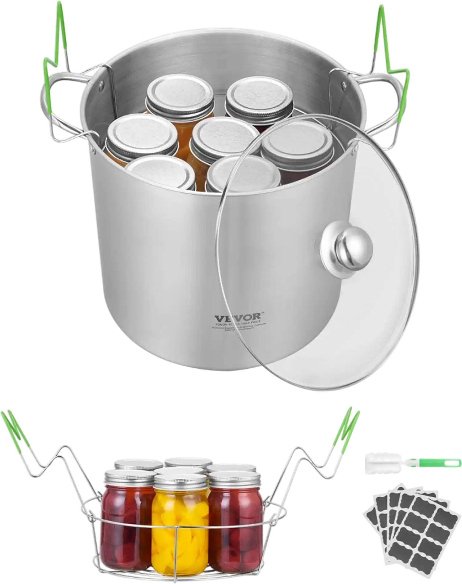 Vevor Waterbath Canner 21 QT Stainless Steel Canning Pot with Rack and Glass Lid New