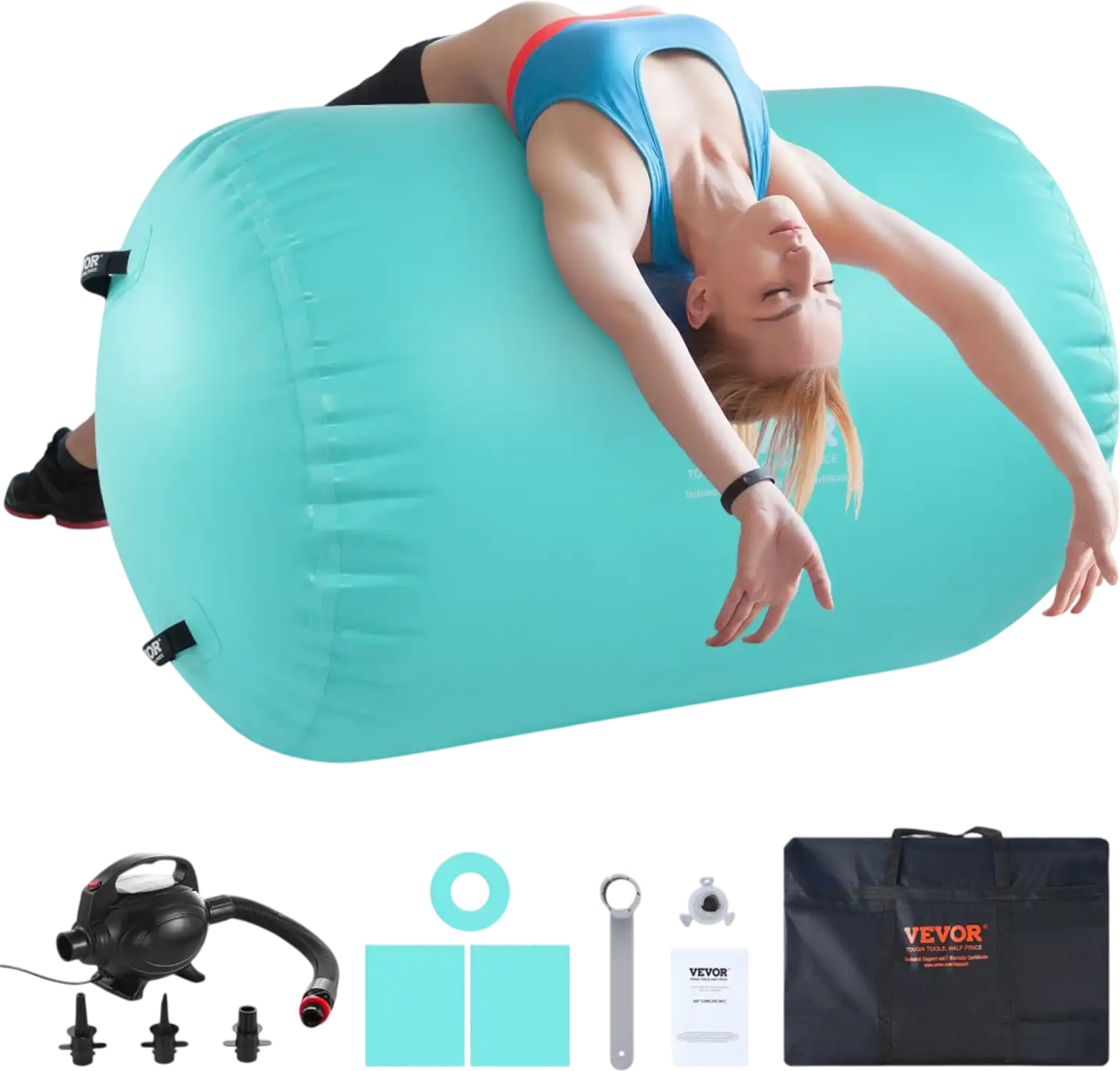 Vevor Air Mat Inflatable Gymnastics Training Roller with Electric Pump 31.5