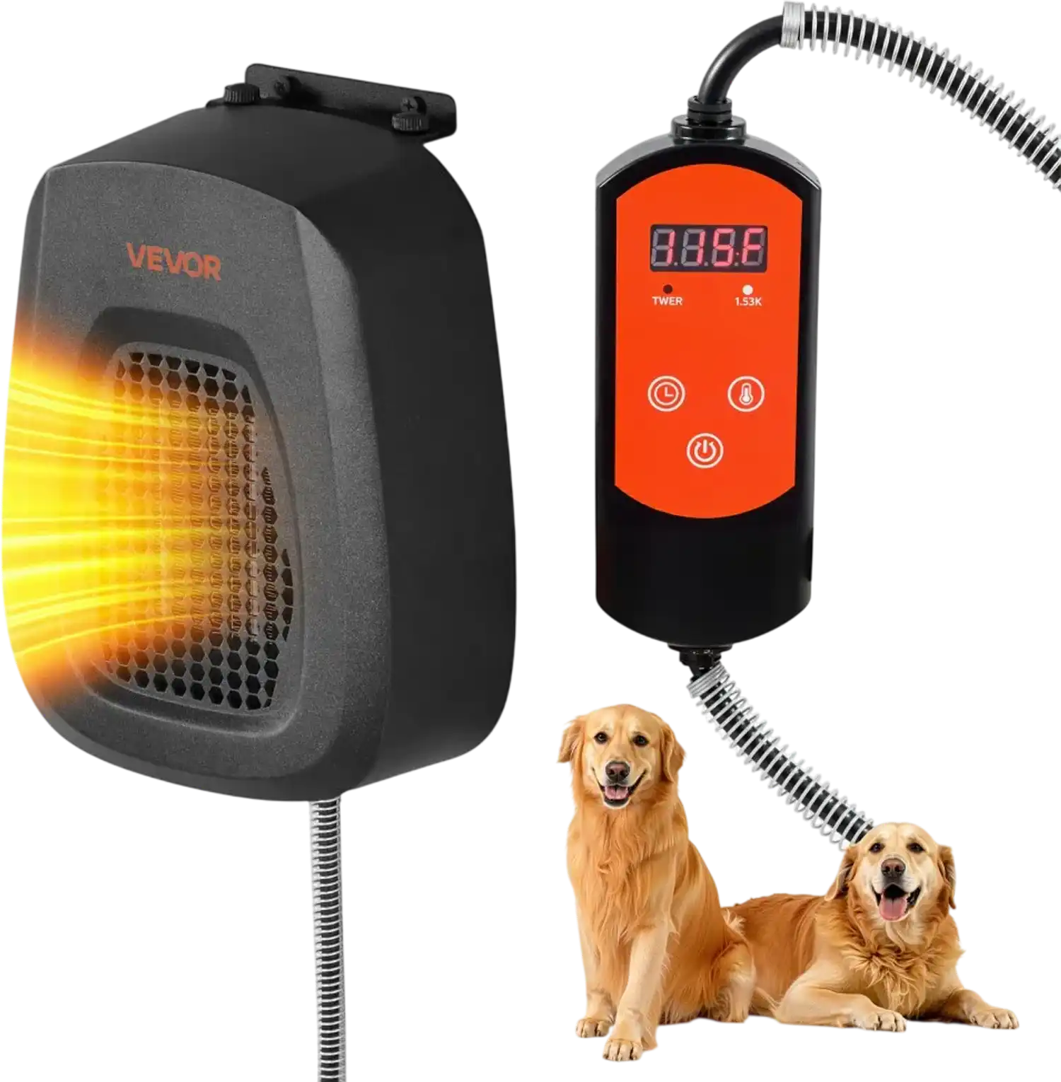 Vevor Dog House Heater 800W Portable Pet Warmer with Adjustable Temperature & 24H Timer New