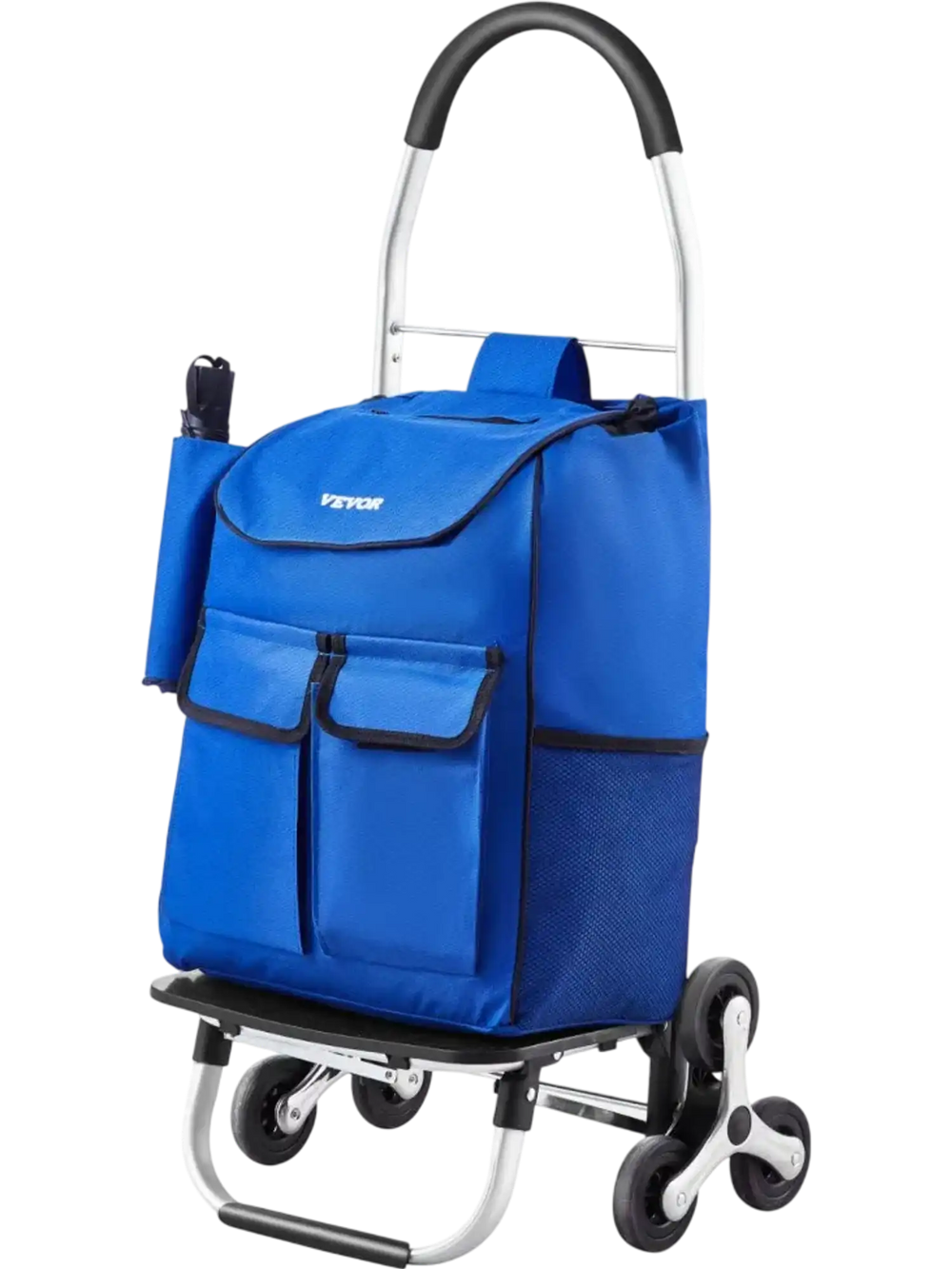 VEVOR Stair Climber Trolley Dolly, 36L Folding Shopping Cart, Grocery Cart Trolley Laundry Stair Climbing Handcart with 6 Wheels & Oxford Cloth Bag, Foldable Cart for Shopping Grocery Laundry Climbing