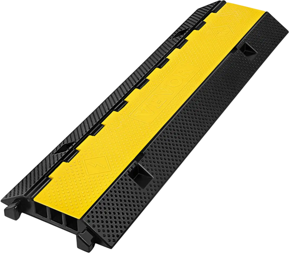 VEVOR 3 Channel Rubber Cable Protector Ramp 1.2 x 1.2 Inch Channel Heavy Duty Cable Wire Cord Cover Ramp Speed Bump Driveway Hose Cable Ramp Protector