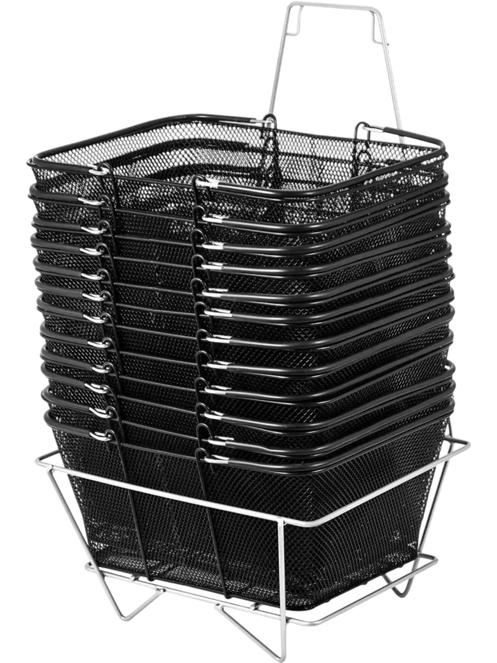 VEVOR Shopping Baskets with Handles, 12PCS, Black Metal Shopping Basket, Portable Wire Shopping Basket, Black Wire Mesh shopping Basket Set for Supermarkets, Retail Stores, Grocery Shopping, Black