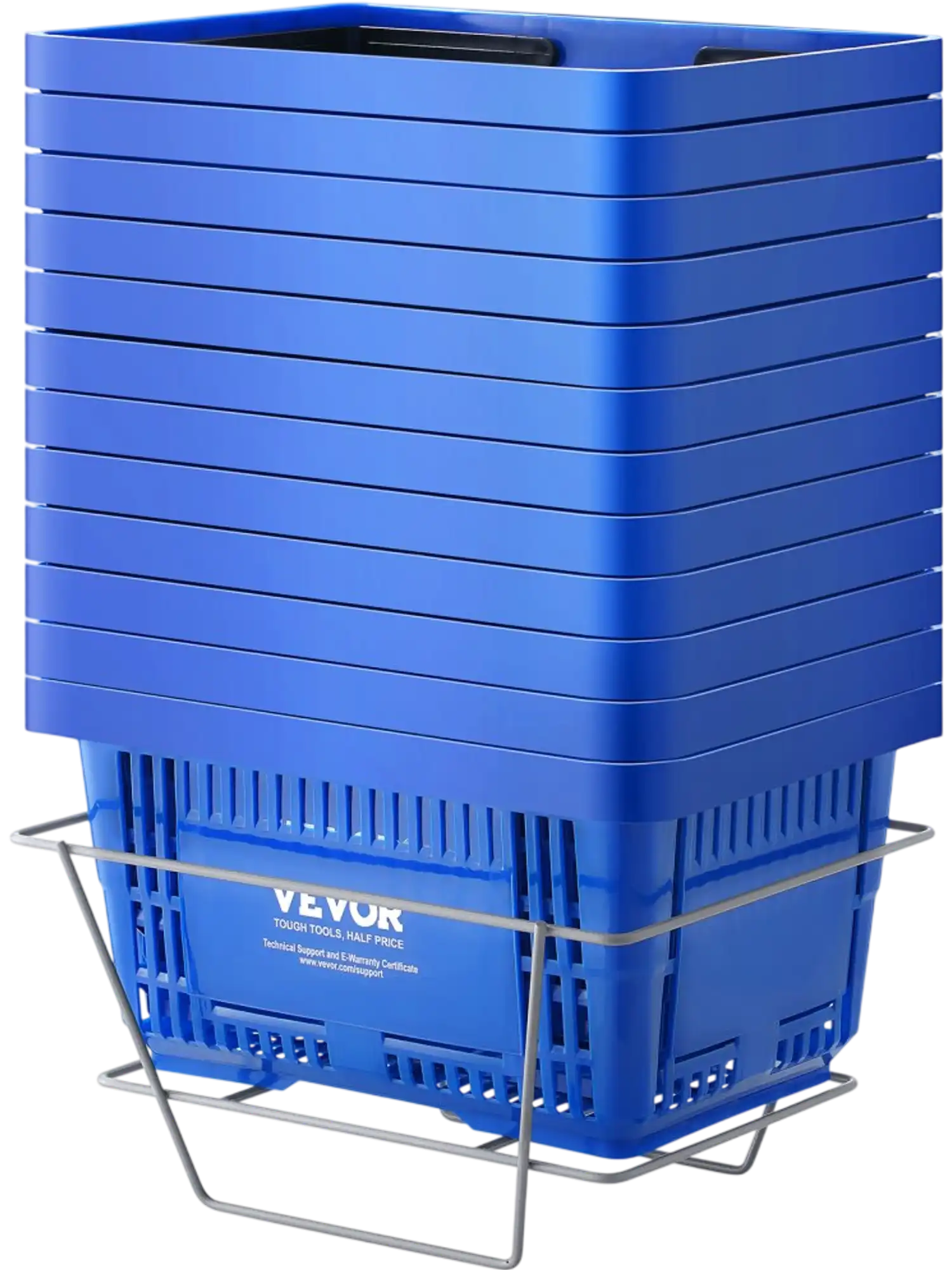 Vevor Shopping Basket Set of 12 24L Blue Grocery Basket with Stand New