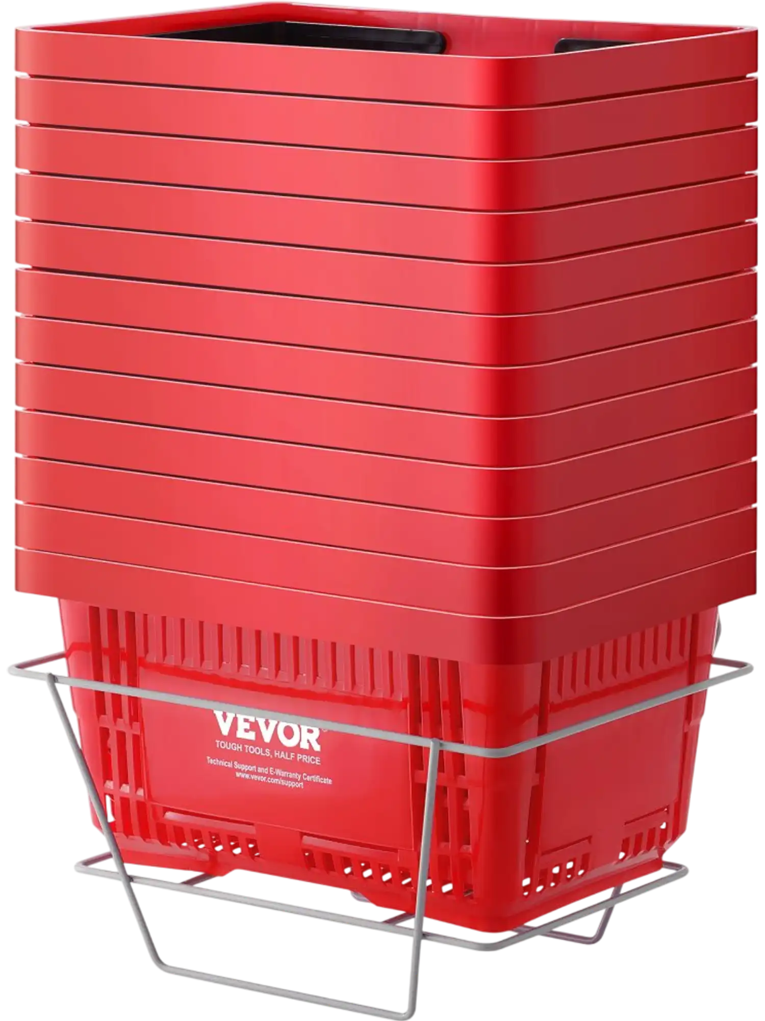 Vevor Shopping Basket 12-Pc 24L Grocery Basket with Handle Stand Red New