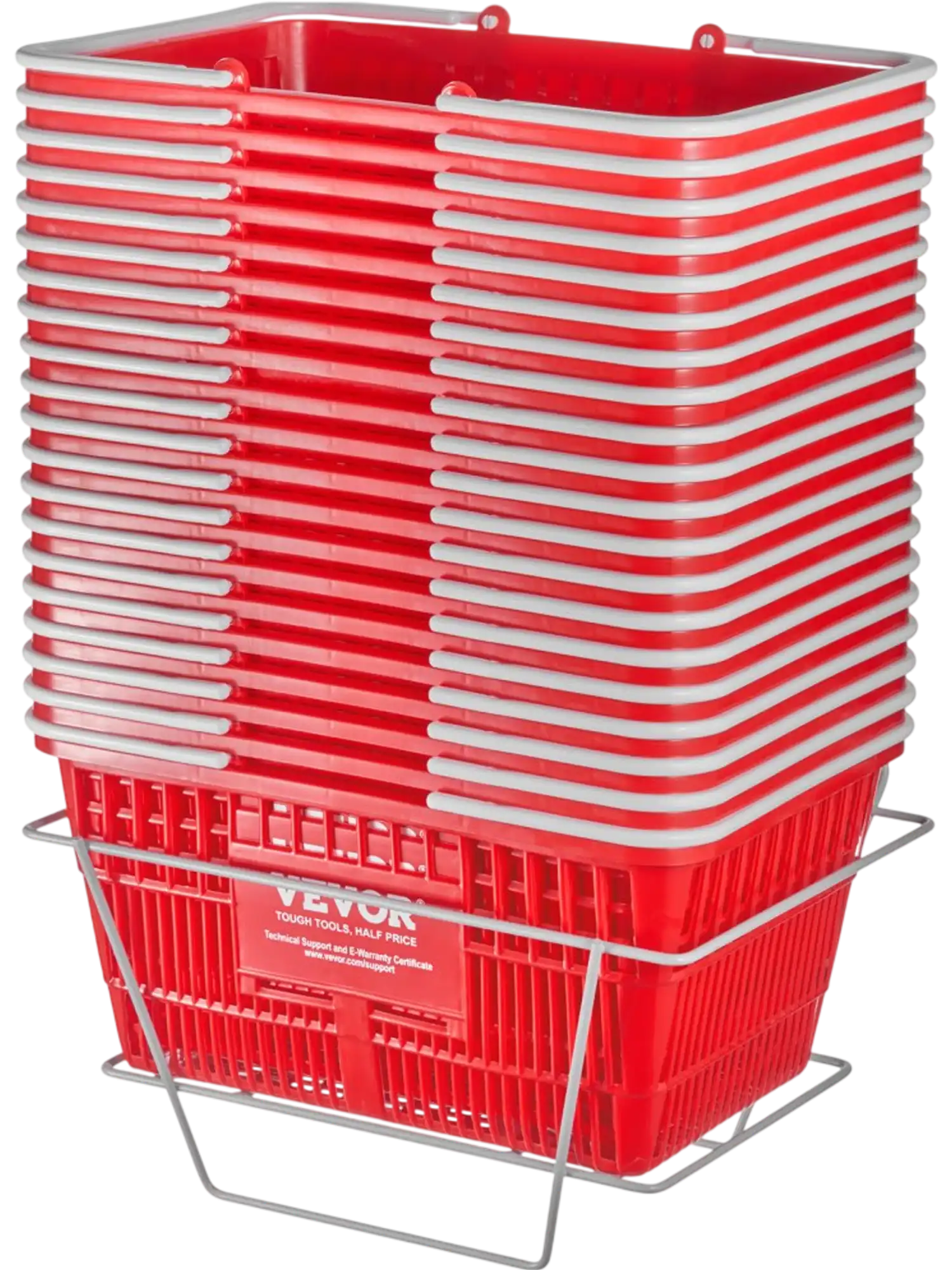 Vevor Shopping Basket Set of 20 21L Portable Grocery Basket with Handle and Stand Red New